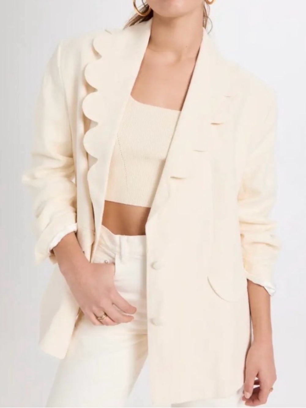 SLEEPER Dynasty linen scallop blazer jacket